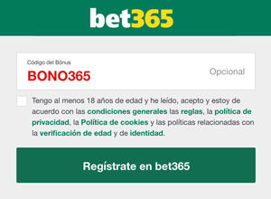 bet365 code BONO365 Mexico