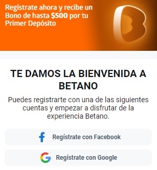 Registro en Betano